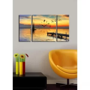 Image of 3P204045CS-1 Multicolor Decorative Canvas Wall Clock (3 Pieces)