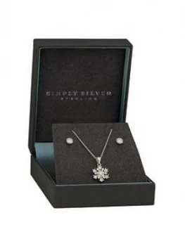 Image of Simply Silver Sterling Silver Cubic Zirconia Snowflake Jewellery Set