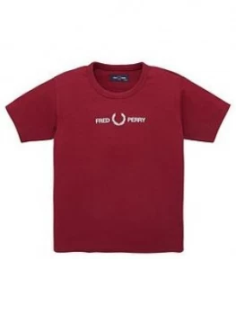 Image of Fred Perry Boys Embroidered Logo Short Sleeve T-Shirt - Port, Size 2-3 Years