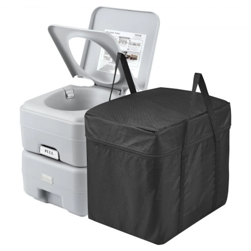 Image of VEVOR Portable Toilet Flush Travel Camping 5.3 Gal Commode Potty with Carry Bag