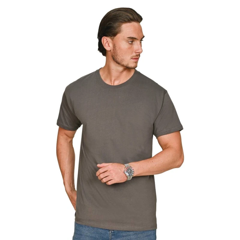 Image of Casual Classics Mens Core 180 Combed Ringspun Cotton Regular T-Shirt in Charcoal Size: XS Charcoal Male XS