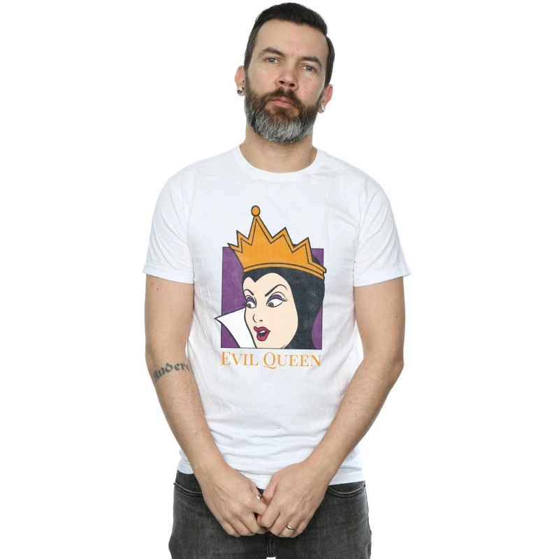 Image of Disney Men Evil Queen Cropped Head T-Shirt in White Size: Small White S Male 5057864249590