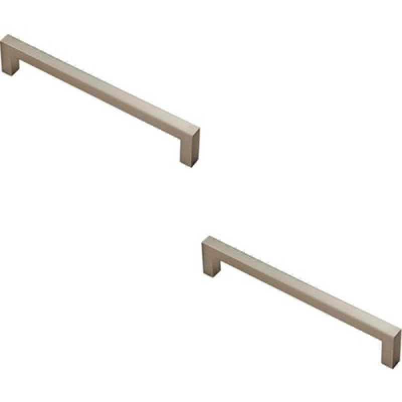 Image of Loops 2x Square Block Pull Handle 170 x 10mm 160mm Fixing Centres Satin Nickel Metallics unisex