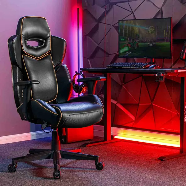 Image of X Rocker Drogon Ergonomic Office Gaming Chair - Gold