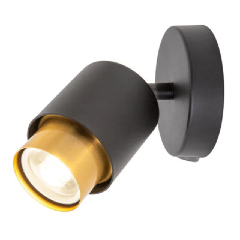 Image of Happy Homewares Modern Matte Black Spot Wall Light Fitting With Inner Gold Metal