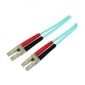 Image of StarTech.com 5m 10 Gb Aqua Multimode 50/125 Duplex LSZH Fiber Patch Cable LC - LC