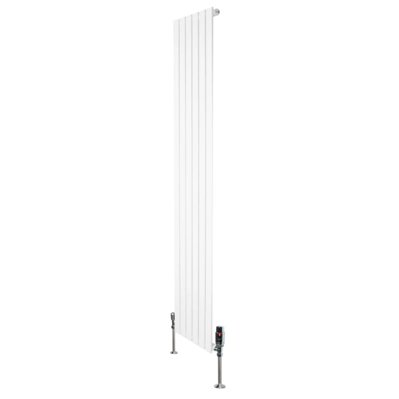 Image of Monstershop Flat Single Column Radiator & Valves - 1800mm x 420mm - White White Unisex