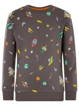 Image of Monsoon Boys Space Rocket Sweatshirt - Charcoal
