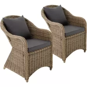 Image of 2 Garden chairs in luxury rattan with cushions - outdoor seating, garden seating, rattan chair - nature - nature