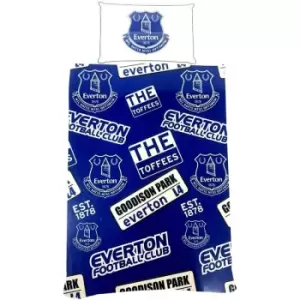 Image of Everton FC Patches Duvet Cover Set (Single) (Blue/White)