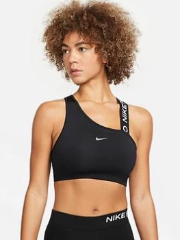 Image of Nike Dri-FIT Swoosh Asymmetric Bra - Black Size M Women