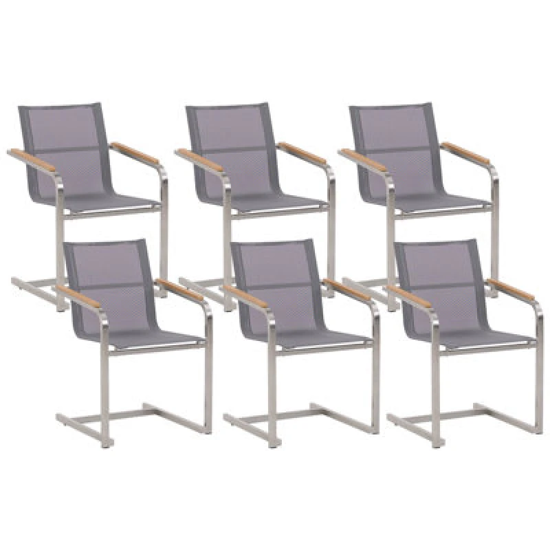 Image of Beliani Set Of 6 Garden Chairs Cosoleto Stainless Steel Grey