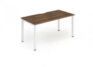 Image of Single White Frame Bench Desk 1400 Walnut