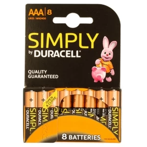 Image of Duracell Simply Alkaline Pack of 8 AAA Batteries