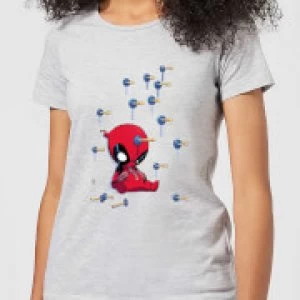 Image of Marvel Deadpool Cartoon Knockout Womens T-Shirt - Grey - L