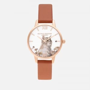 Image of Olivia Burton Womens Illustrated Animals Watch - Vegan Honey/Rose Gold