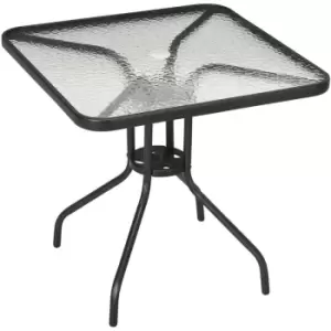 Image of Square Patio Table, Tempered Glass Top Garden Dining Table 76 x 76cm - Black - Outsunny