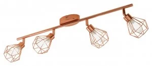 Image of Eglo Zapata 4 Light Spotlight Bar - Copper