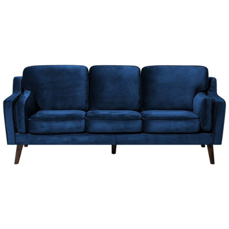 Image of Beliani Sofa 3 Seater Lokka Velvet Navy Blue