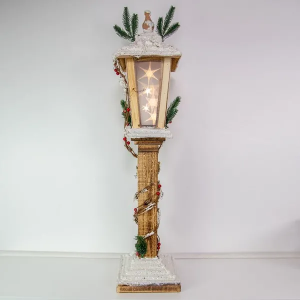 Image of Christmas Workshop 85cm Wooden Lamp Post With Rotating Star Light 70769