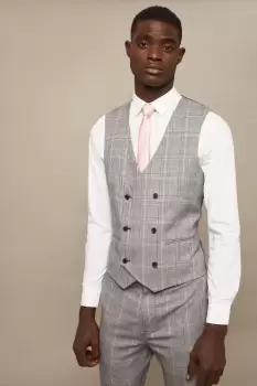 Image of Slim Fit Grey Highlight Check Suit Waistcoat