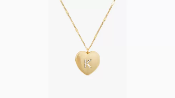 Image of K Heart Letter Locket Necklace