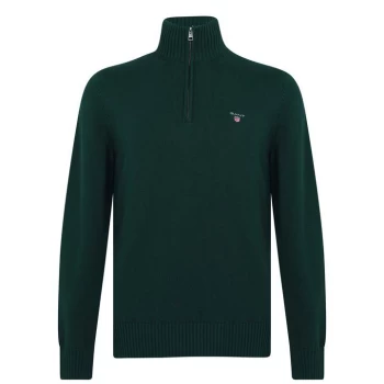 Image of Gant Cotton Half Zip Jumper - Green