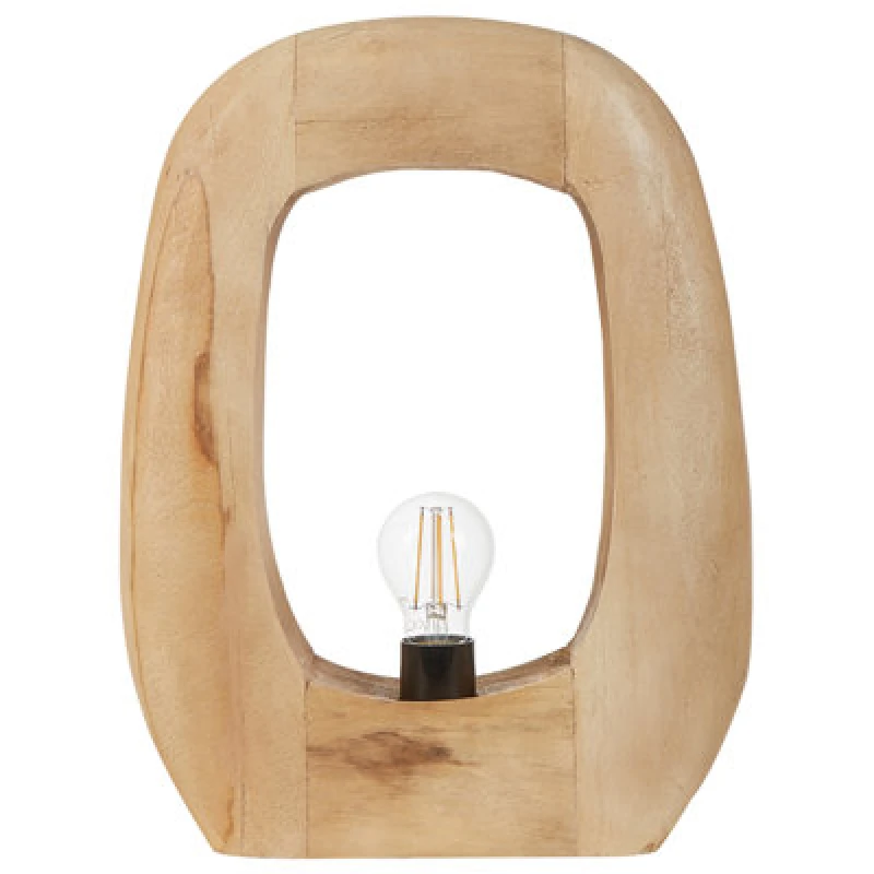 Image of Beliani Table Lamp Ajay Mango Wood Light Brown