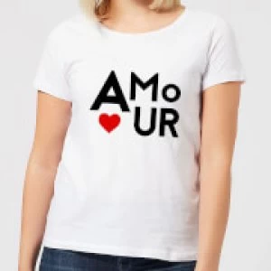 Image of Amour Block Womens T-Shirt - White - 3XL