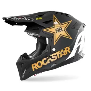 Image of Airoh Aviator 3 Rockstar Motocross Helmet, black-gold, Size L, black-gold, Size L