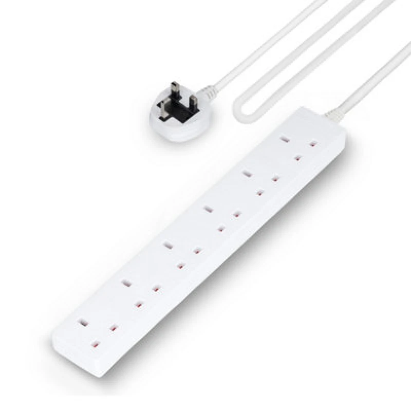 Image of Geepas 6 Gang Extension Lead, 1M Cable Wall Mountable 13A