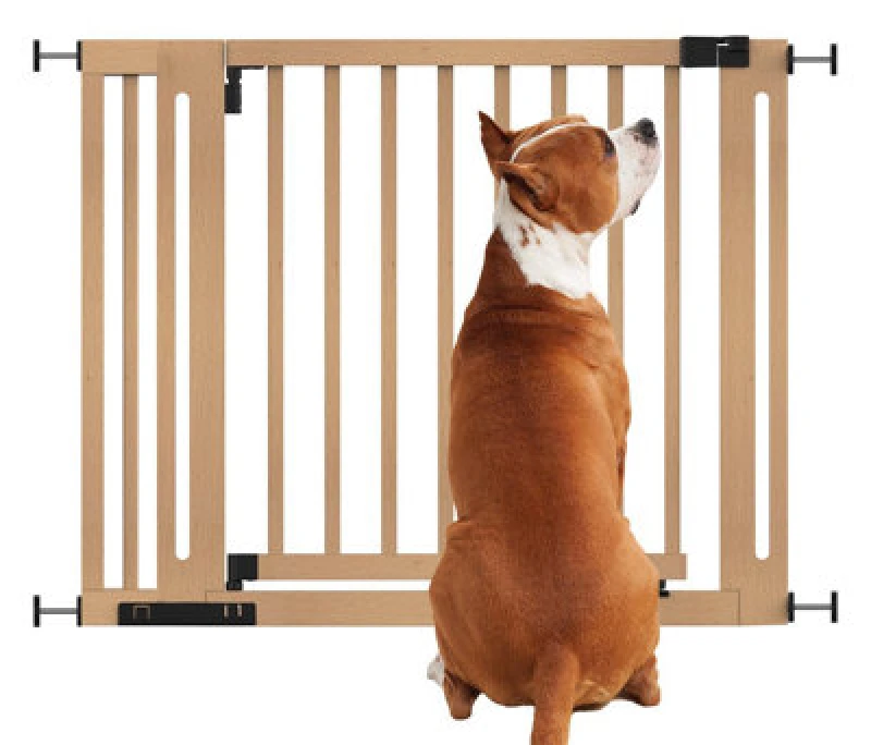 Image of Bettacare Wooden Elegance Dog Gate, Natural, 97Cm - 105Cm, Pressure Fit Pet Gate, 65Cm Extra Wide Doorway, Easy Installation