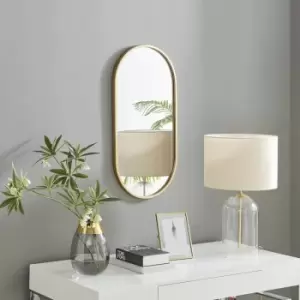 Image of Jupiter Gold Oval Wall Mirror - 80x40cm