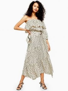 Image of Topshop Tall Spot Tiered Midi Skirt - Monochrome