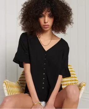 Image of Superdry Short Sleeve Lace Top