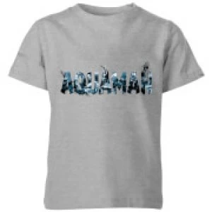 Image of Aquaman Chest Logo Kids T-Shirt - Grey - 5-6 Years