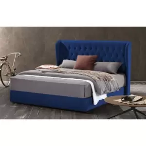 Image of Envisage Trade - Mariappa Upholstered Beds - Plush Velvet, Small Double Size Frame, Blue - Blue