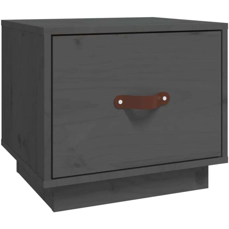 Image of Vidaxl Bedside Cabinet Grey 40X34X35cm Solid Wood Pine, Grey 818289