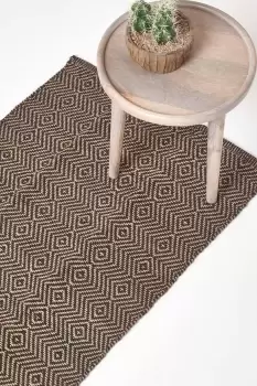 Image of Black Geometric Jute Rug, 66 x 200 cm