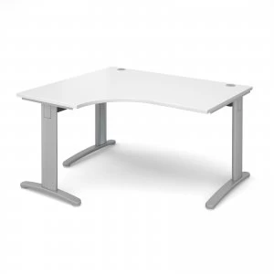 Image of TR10 Deluxe Left Hand Ergonomic Desk 1400mm - Silver Frame White Top
