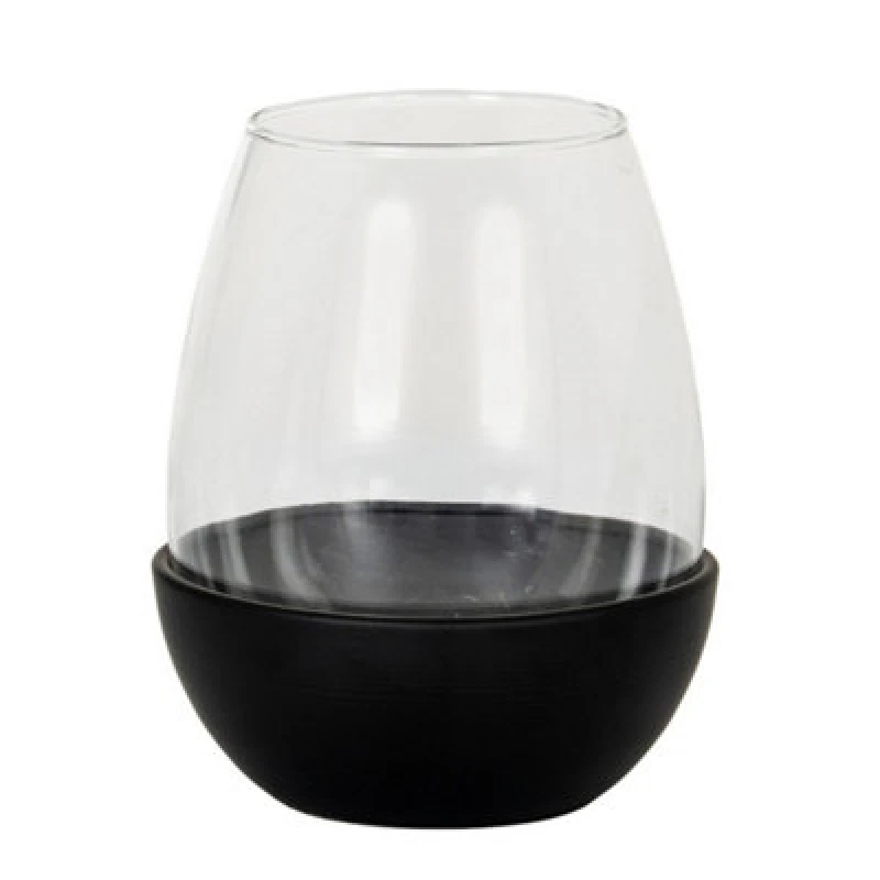 Image of Hill Interiors Neris Medium Candle Holder With Glass Goblet - L11 X W11 X H14cm - Black