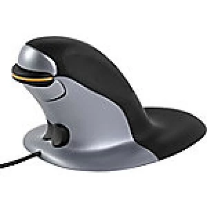 Image of Fellowes Large Wired Vertical Mouse Penguin Black, Silver