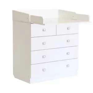 Image of KUDL Baby 5 Drawer Unit 1780 With Changing Board And Storage White