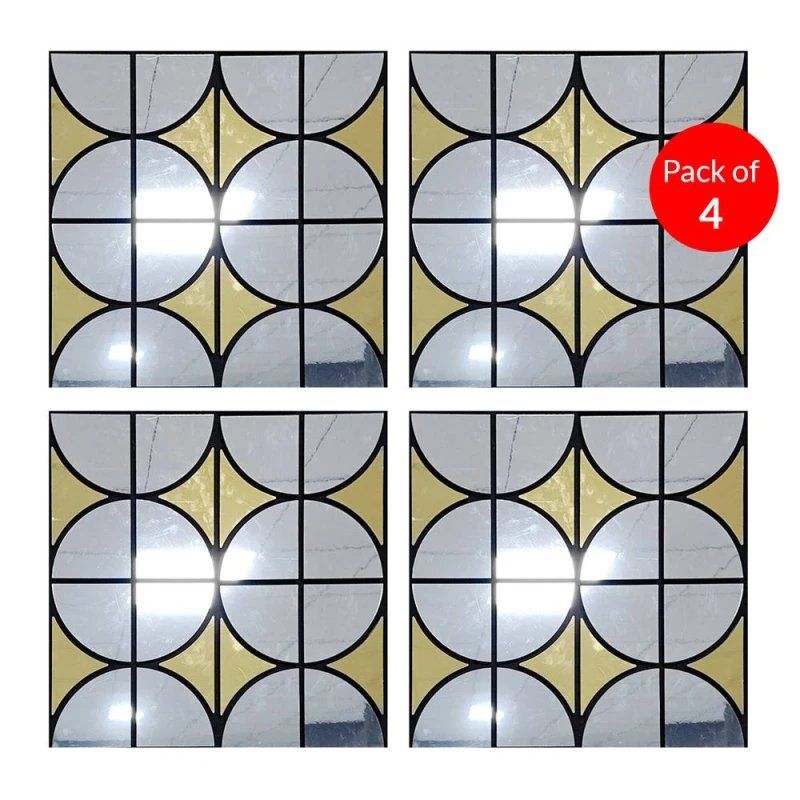 Image of ENER-J Decorative Grid Glass Acoustic Wall Panels 610x610mm PET MDF (4) in Light Grey Light Grey Unisex