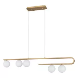 Image of Netlighting Merano Coral 5 Light Bar Pendant Ceiling Light White Opal Glass Bras