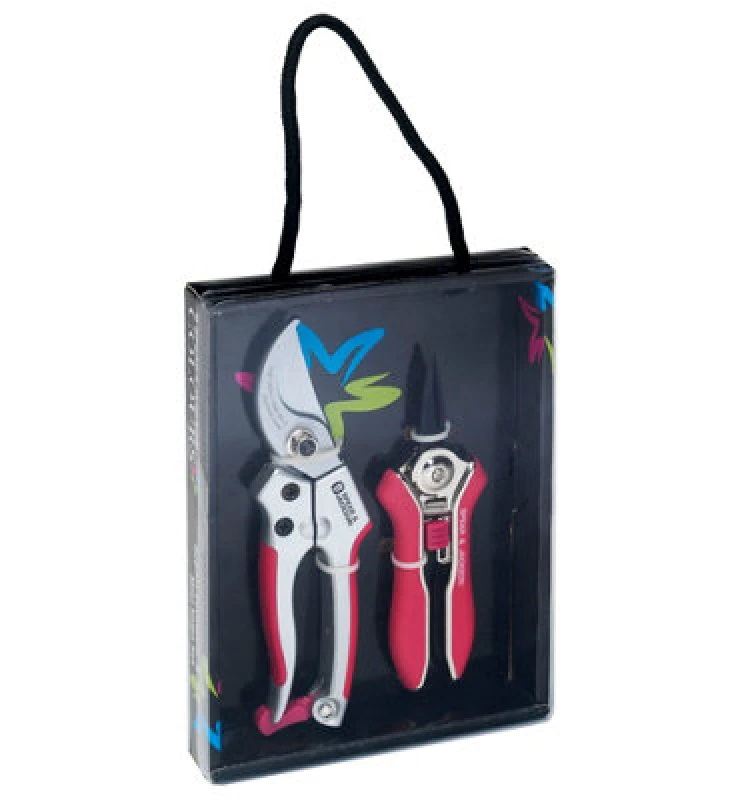 Image of Spear and Jackson Colours Pink Bypass Secateurs and Mini Snips Set CUTTINGSET9P