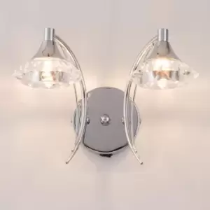 Image of Double Wall Light and Sconce Polished Chrome Finish