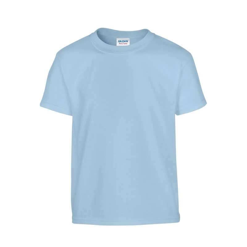 Image of Gildan Plain Cotton Heavy T-Shirt in Light Blue Size: 12-13 Years Light Blue Unisex 12-13 Years