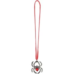Image of Spider Tailsman Medallion Necklace (Red)