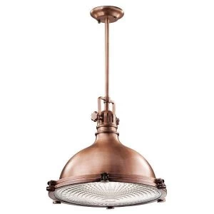 Image of 1 Light Large Dome Ceiling Pendant Antique Copper, E27